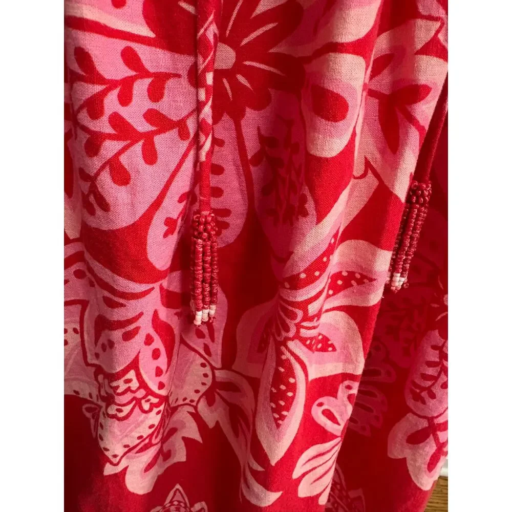 Farm Rio Women Flora Tapestry Red Long Sleeve Mini Dress Small Boho Embroidered - Picture 5 of 8